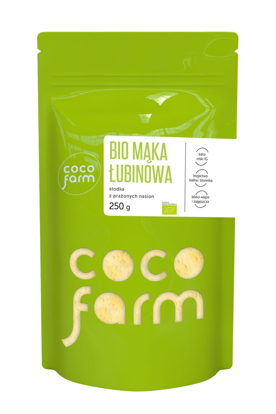 Coco Farm BIO saldžių lubinų miltai, iš skrudintų sėklų 250 g
