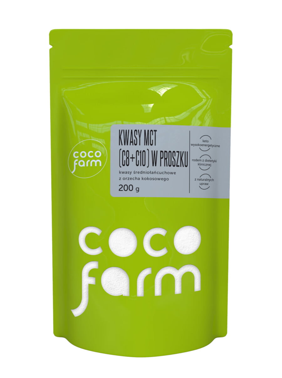 Coco Farm MCT rūgštys (C8+C10) milteliai, vidutinės grandinės kokosų rūgštys 200 g