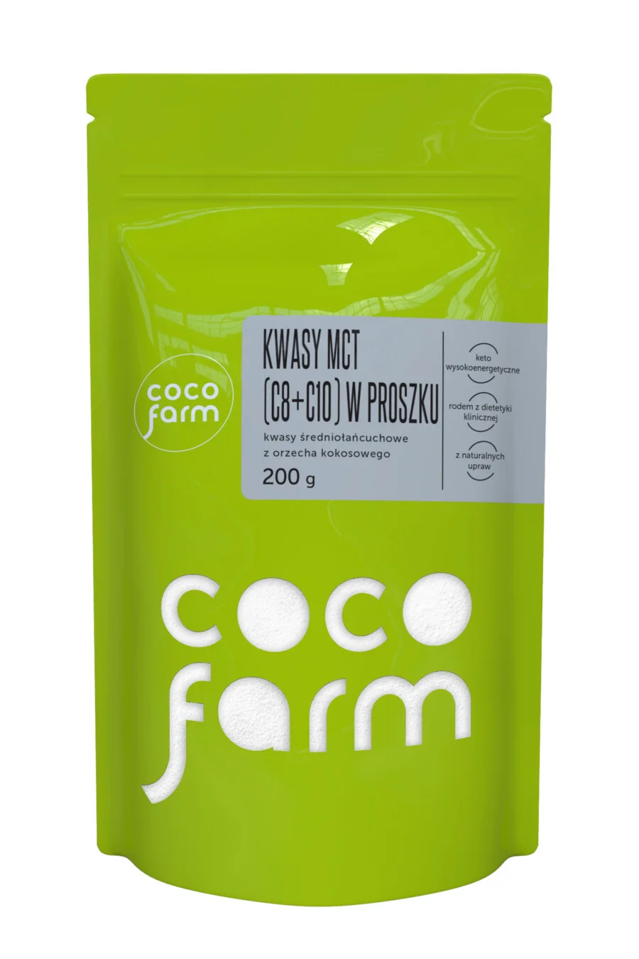 Coco Farm MCT rūgštys (C8+C10) milteliai, vidutinės grandinės kokosų rūgštys 200 g