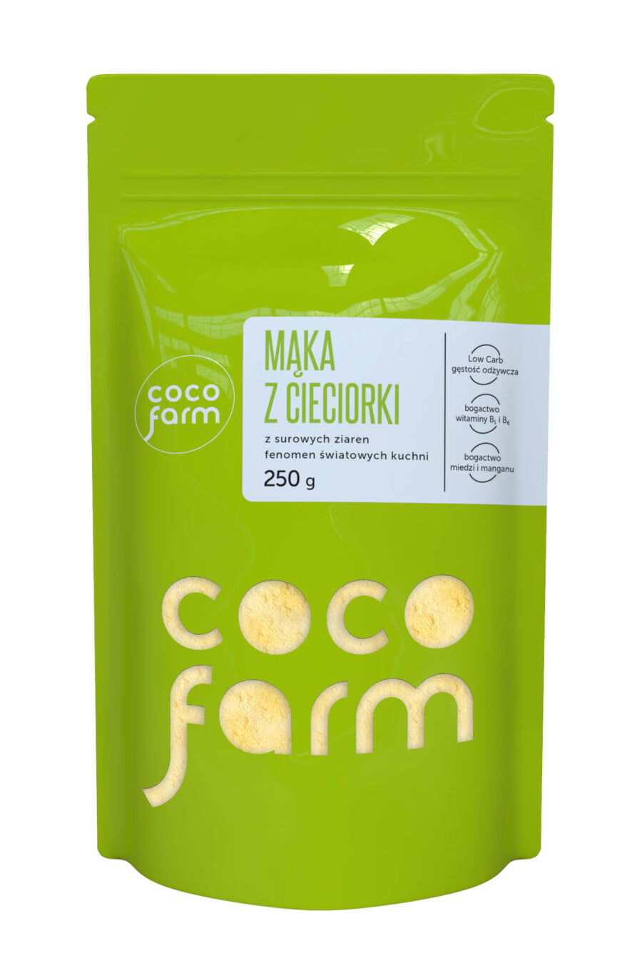 Coco Farm avinžirnių miltai, pasaulio virtuvių fenomenas 250g