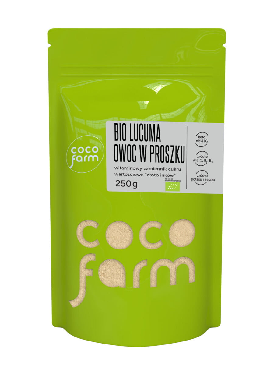 Coco Farm lucuma vaisių milteliai, vitamininis cukraus pakaitalas, vertingas "inkų auksas" 250g