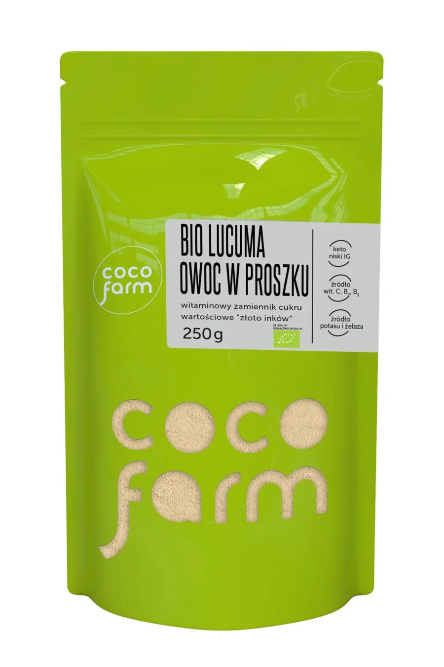 Coco Farm lucuma vaisių milteliai, vitamininis cukraus pakaitalas, vertingas "inkų auksas" 250g
