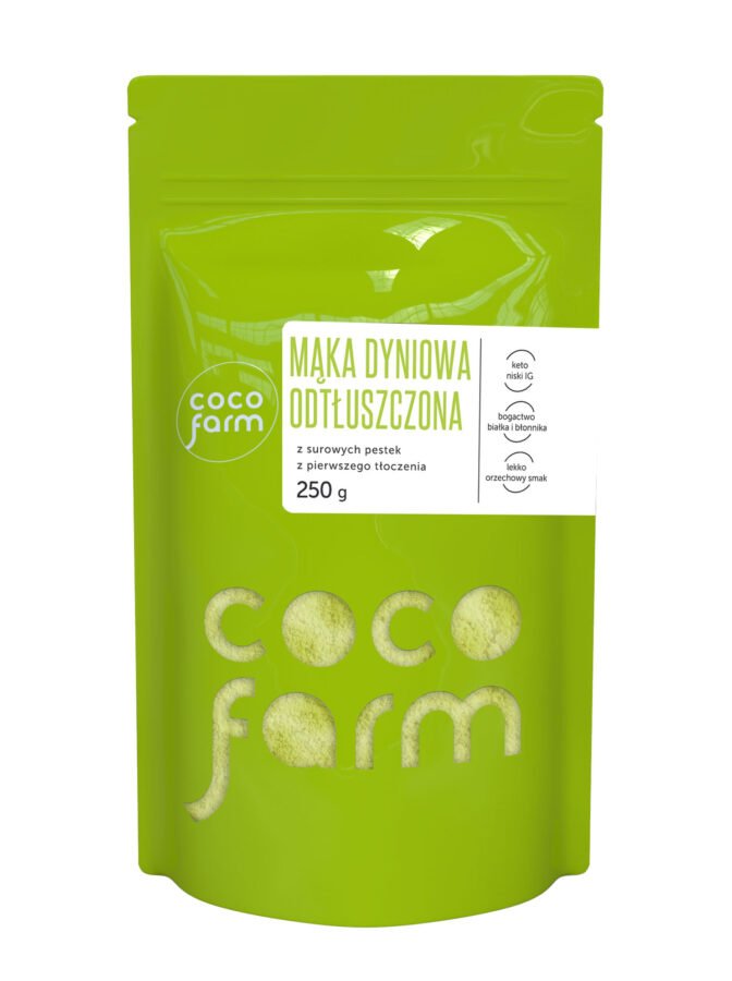 Coco Farm moliūgų miltai, nuriebalinti iš neskrudintų sėklų 250g