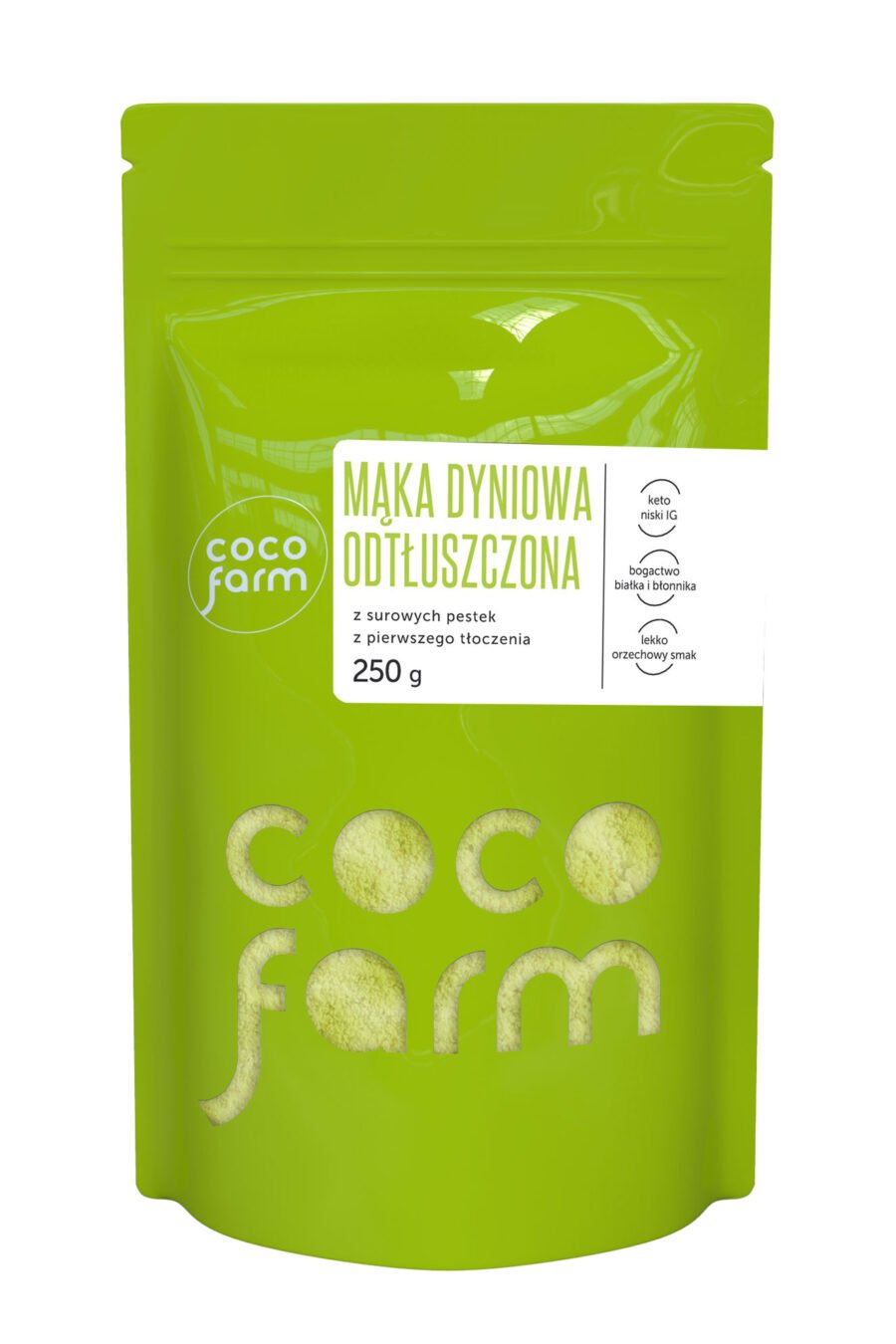 Coco Farm moliūgų miltai, nuriebalinti iš neskrudintų sėklų 250g