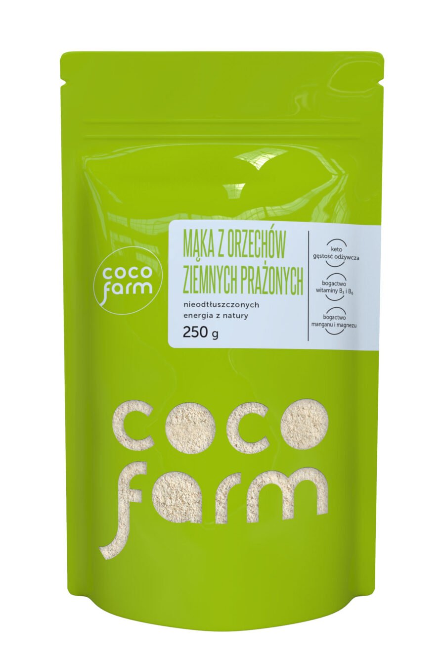 "Coco Farm" skrudinti neriebalinti žemės riešutų miltai, energija iš gamtos 250 g
