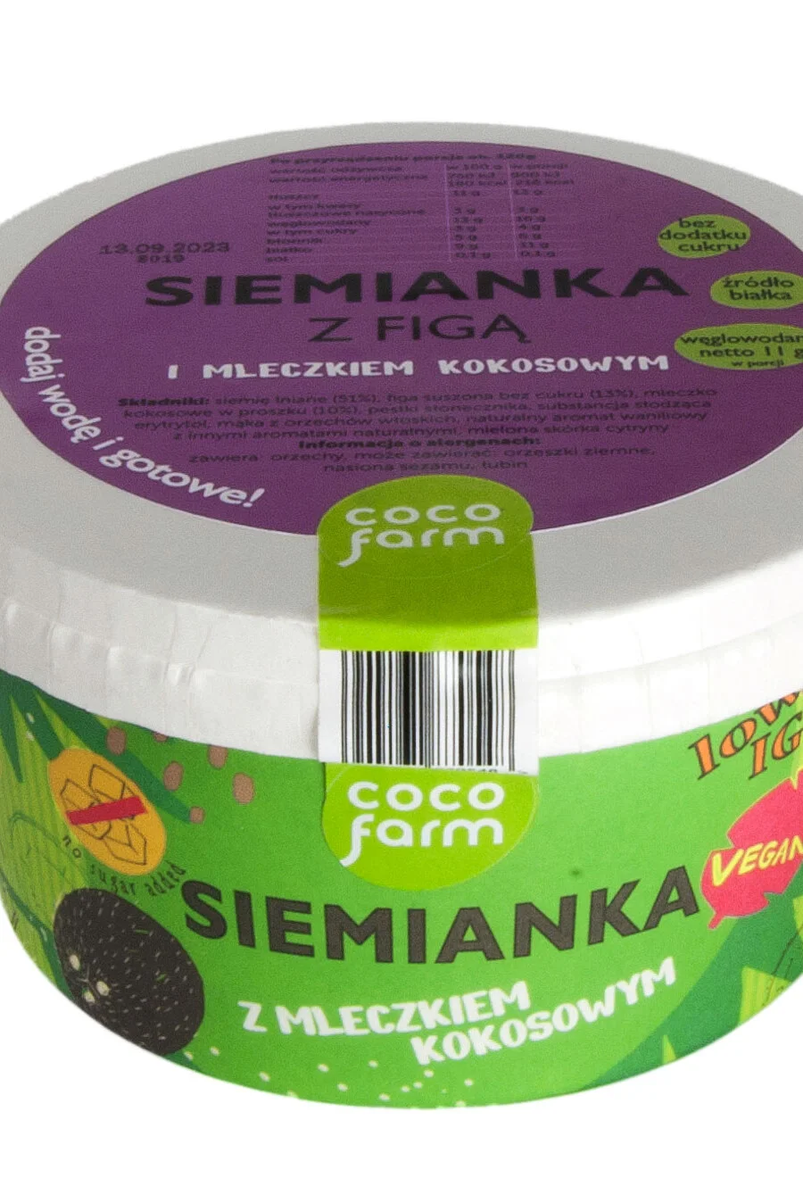 Linų sėmenų košė su figų ir kokosų pieno milteliais 50g