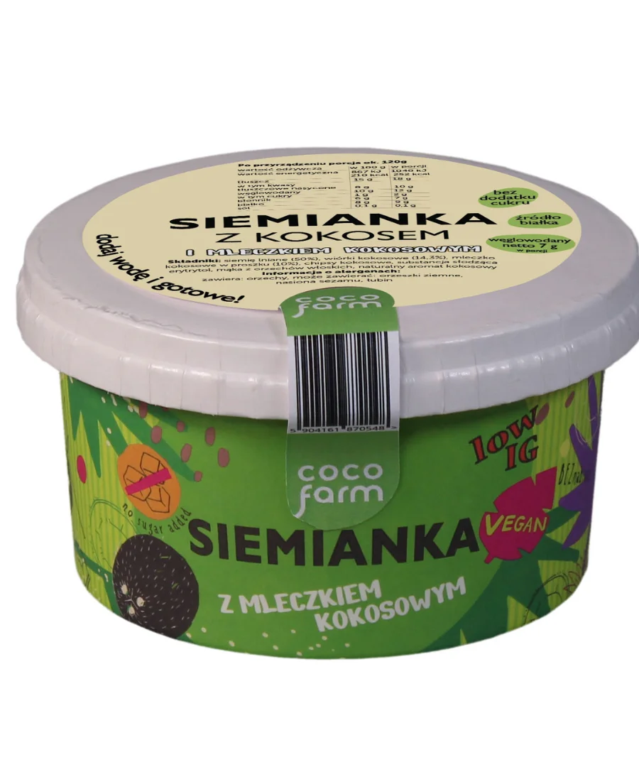 Linų sėmenų košė su kokosu ir kokosų pieno milteliais 50g