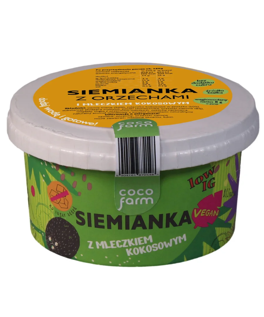 Linų sėmenų košė su riešutais ir kokosų pieno milteliais 50g