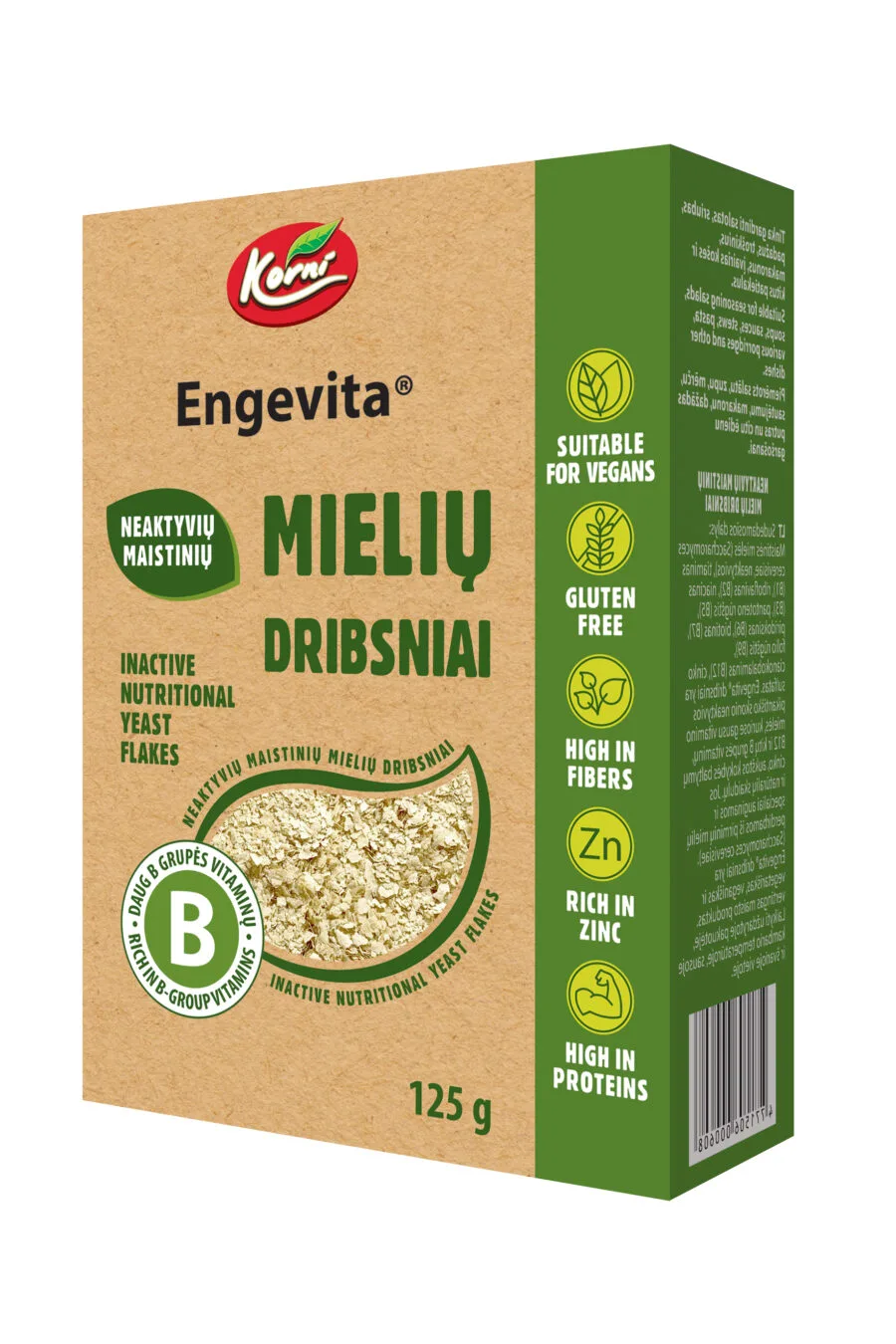 Neaktyvių maistinių mielių dribsniai Engevita, 125g.
